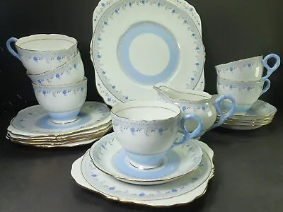 Buy Lovely Blue A.B. Jones Grafton Bone China Part Tea Set Cups Saucers Kinross • 32.50£