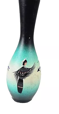Buy Native American Art Pottery Hand Painted Vase - 9 1/2  Tall - Signed Flaws • 18.90£