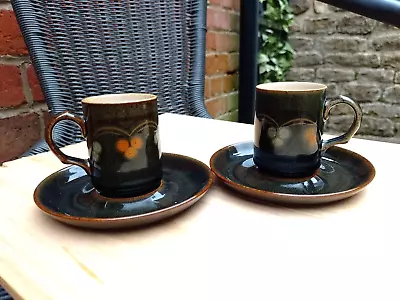 Buy 2 Vintage Denby Oberon Stoneware Coffee Cups And Saucers • 2.99£