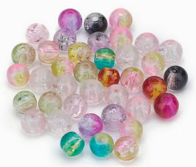Buy Glass Crackle Beads 4mm 6mm 8mm Or 10mm Crackle Glass Round Beads Two Tone • 15.49£