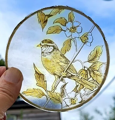 Buy Stained Glass Bird Roundel Traditional Painted Kiln Fired 10 Cm • 27£
