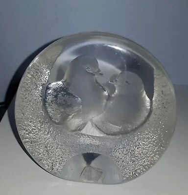 Buy Sweden  Mats Jonasson Signed Love Bird Design Crystal Art Paperweight • 21.99£