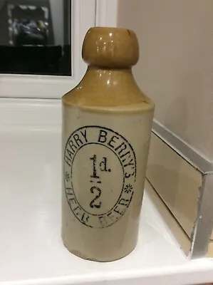 Buy Antique Stoneware Marked Harry Berry Herb Beer 1/2p 1900 7x3ins • 5.99£