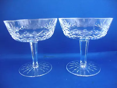 Buy 2 X Waterford Crystal Lismore Cut Champagne Saucers Glasses - Stickers & Signed • 39.95£
