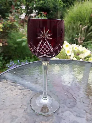 Buy Nachtmann? Bohemian Cranberry Cut To Clear Crystal Hock Wine Glass • 18£