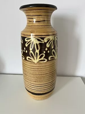 Buy Vintage West German Floral Scheurich Vase 239-41 Mid Century Brown/ Beige 41cm • 29.99£
