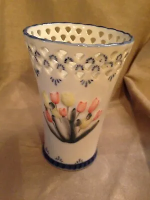 Buy Vintage Vase Royal Twickel Hand Painted Delft Ware Vgc • 20£