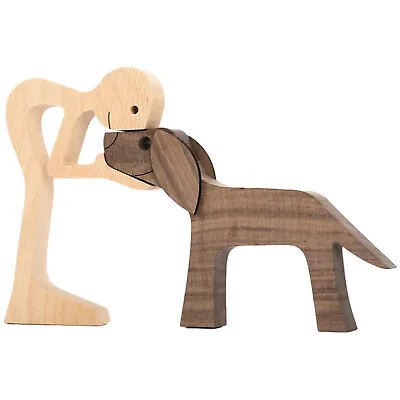 Buy Family Ornaments Dog Puppy Pet Wooden Carving Sculptures Handmade Creative Craft • 11.99£
