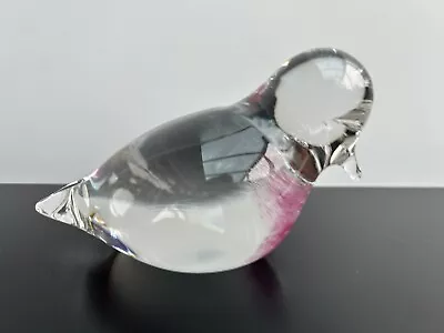 Buy Lovely Langham Glass Bird Signed Clear With Pink Chest • 9.99£