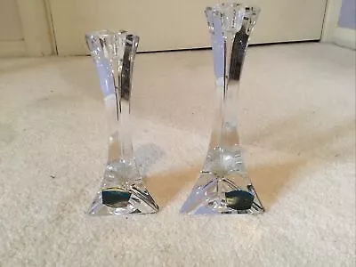 Buy 2 X Lead Crystal Candle Sticks 7 Inch & 6.25 Inch By Polonia New And Unused • 5.99£