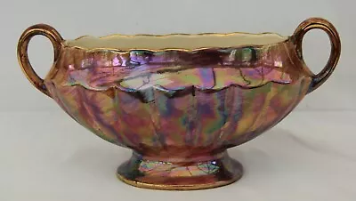 Buy Vintage Old Courtware Twin Handled Vase In Iridescent Pink Lustre Decoration • 14.95£