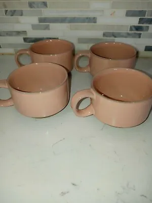 Buy Midwinter Set Of 4 Coral Pink And Beige Stoneware Cups Made In Japan • 30.41£