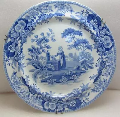 Buy Antique Spode Blue & White Transferware Plate In Girl At The Well Pattern C1815 • 65£
