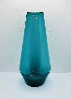 Buy Scandinavian Mid Century Art Glass Vase Turquoise 9” / 23 Cm • 20£