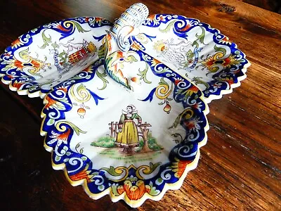 Buy Superb French Antique Faience Armorial Scalloped Dish • 65£