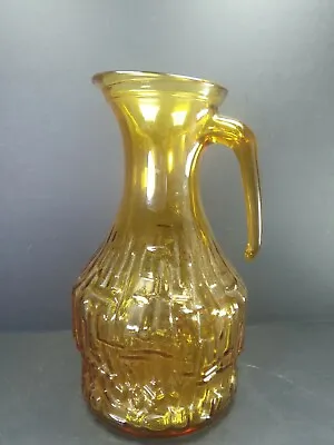 Buy Vintage 1970s Retro Italian Enesco Amber Glass Jug Pitcher 22.5cm • 13£