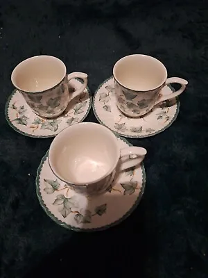 Buy 6 X Pieces BHS Country Vine Tableware Ivy Leaf 3 Cups & 3 Saucers • 10£