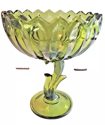 Buy Vintage Indiana Glass Green Lotus Blossom Compote Candy Dish 7.5   Pedestal Bowl • 23.05£