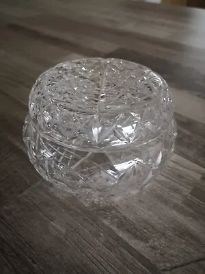 Buy Vintage Cut Glass Trinket Jar With Lid - 5  Wide X 3  High • 6£