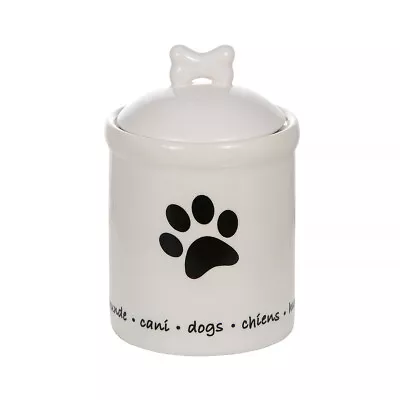 Buy Dog Treat Jar Ceramic Storage Canister 1L With Lid Paw Print Themed Animal Gift  • 18.99£