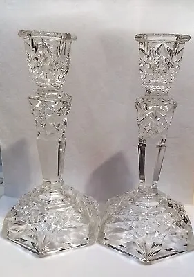 Buy Beautiful Pair Of Vintage Crystal Glass Candlesticks • 17£