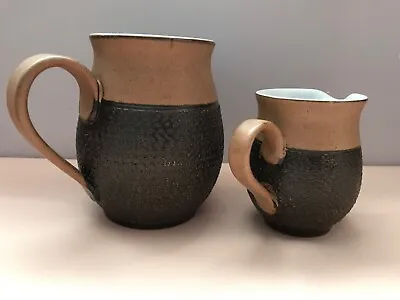 Buy 2 Denby Pottery Brown Cotswold Country Rustic Textured Style Design Milk & Water • 10£