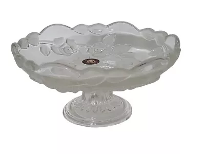Buy Waltherglas Pedestal Dish Bowl Frosted Carmen Rose Design Clear Glass Germany • 19.99£