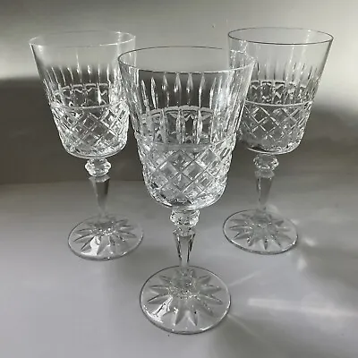 Buy 3 GALWAY IRISH LEAD CRYSTAL WINE/WATER GLASSES RATHMORE CUT  7 Inch • 35£