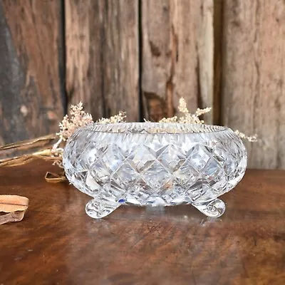 Buy Vintage English Brier Crystal Hand Cut Lead Crystal Footed Fruit Bowl • 45£