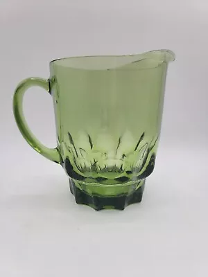 Buy Vintage Hazel Atlas Glass Avocado Green Thumbprint Pitcher 7 Inch  • 18.02£