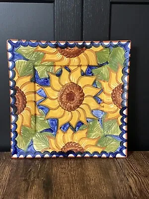 Buy Vintage Portuguese Terracotta Clay Hand Painted Sunflower Plate Platter • 28£