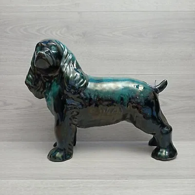 Buy Large Blue Mountain Pottery Spaniel Dog Sculpture Circa 1960 - 1970 Green Glaze • 25£