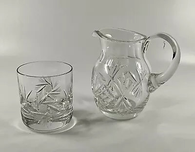 Buy Bohemia Crystal Pinwheel Whiskey Glass  With Stunning Water Jug Sh57 • 13.99£