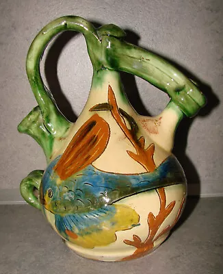 Buy Antique Earthenware Jug Puigdemont - Terracotta Glazed - Fish - Ceramic • 62.20£