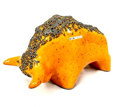 Buy West German Pottery Fat Lava Otto Keramik Bull / Orange & Black 1970s / Retro • 149£