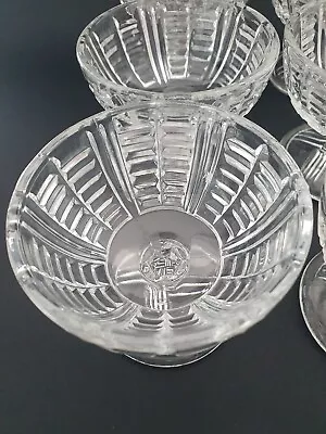 Buy 6 Deco Geometric Pattern Glass Footed Ice Cream Dessert Dishes • 12£