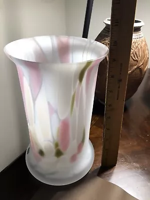 Buy Vintage Kosta Boda Glass Art Vase Zelda Pink, Green, White • 37.40£