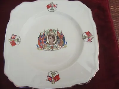 Buy Alfred Meakin Queen Elizabeth Coronation Plate, 1953, 8 1/2  Square • 9.49£
