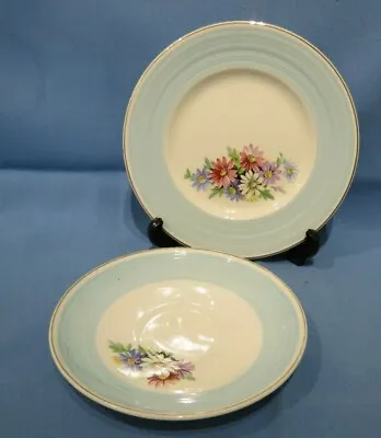 Buy Vintage GEORGE CLEWS & Co Ltd Tea Plate & Saucer BLUE FLORAL • 2.55£