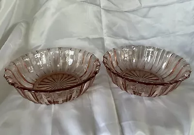 Buy Set Of 2 Fortune Pink Depression Glass 5 1/4” Rolled Edge Cereal Bowls • 14.40£