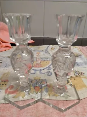 Buy Cut Glass Pair Of Candle Stick Holders • 25£