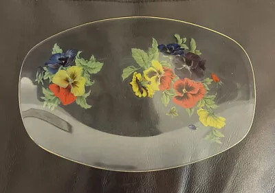 Buy Vintage Pilkington Chance Glass Round Serving Plate Anemone Flower Design 1960s • 5£