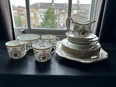 Buy Aynsley Bone China Tea Service. Painted Flowers With Yellow Patterned Trim. B204 • 18.99£
