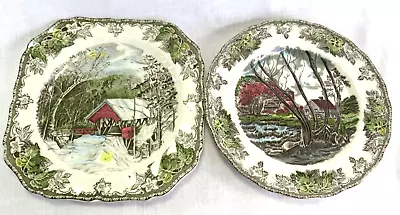Buy JOHNSON BROS THE FRIENDLY VILLAGE SQUARE/ROUND  PLATE 7 1/2   Set Of 2 • 12.28£