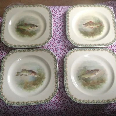 Buy Art Deco Stunning Fish Plate Set Of Four Woods Ivory Ware Lovely • 60£