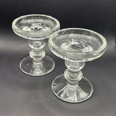 Buy Vintage Pair Of French Clairey Glass Candlestick Holders - B109 • 17.99£