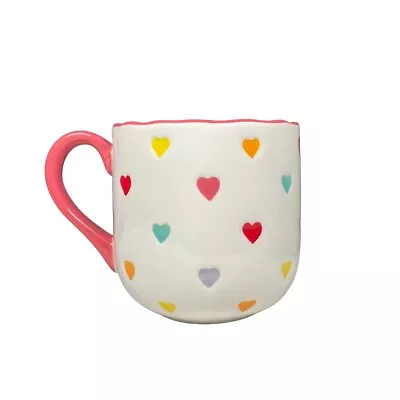 Buy NWOT Lang Pottery 22 Oz. Vibrant Pastel Heart Wavy Cup Lip Ceramic Mug & Crochet • 23.71£
