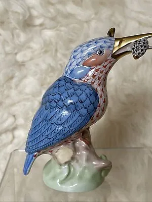 Buy Herend Kingfisher W/Fish Figurine 5168 - Rust /blue Fishnet-limited Edition-MINT • 360.37£