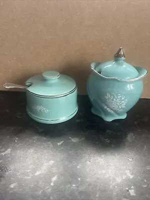 Buy Royal Winton Grimwades England & Sandland Turquoise Blue Sugar Bowl Set • 12£