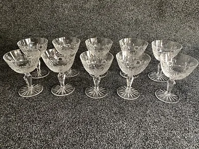 Buy Set Of 10 Czech Lead Crystal Champaigne Glasses, 1 Chipped At Lip • 95.90£